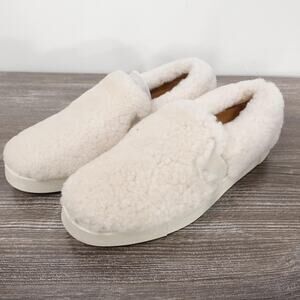 Frye Shoes Womens Size 6 White Shearling Ivy Slip On Slippers Natural Fuzzy